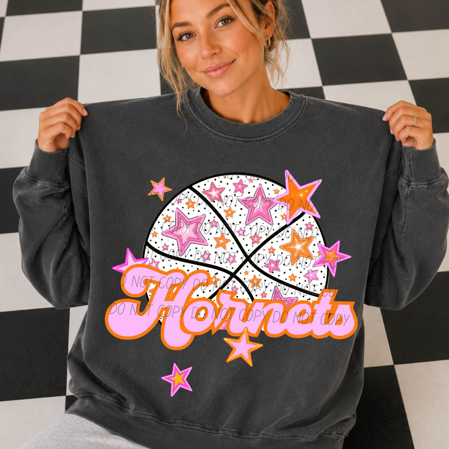 Basketball Pink Orange Stars Mascot (Dropdown)- DTF&UV