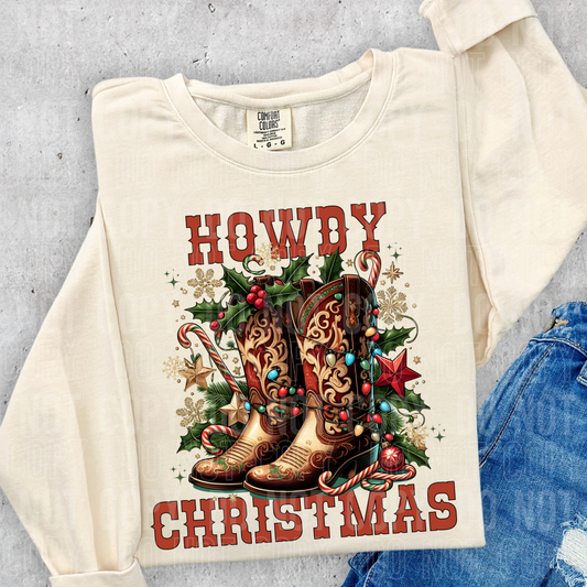 Howdy Christmas boots-DTF