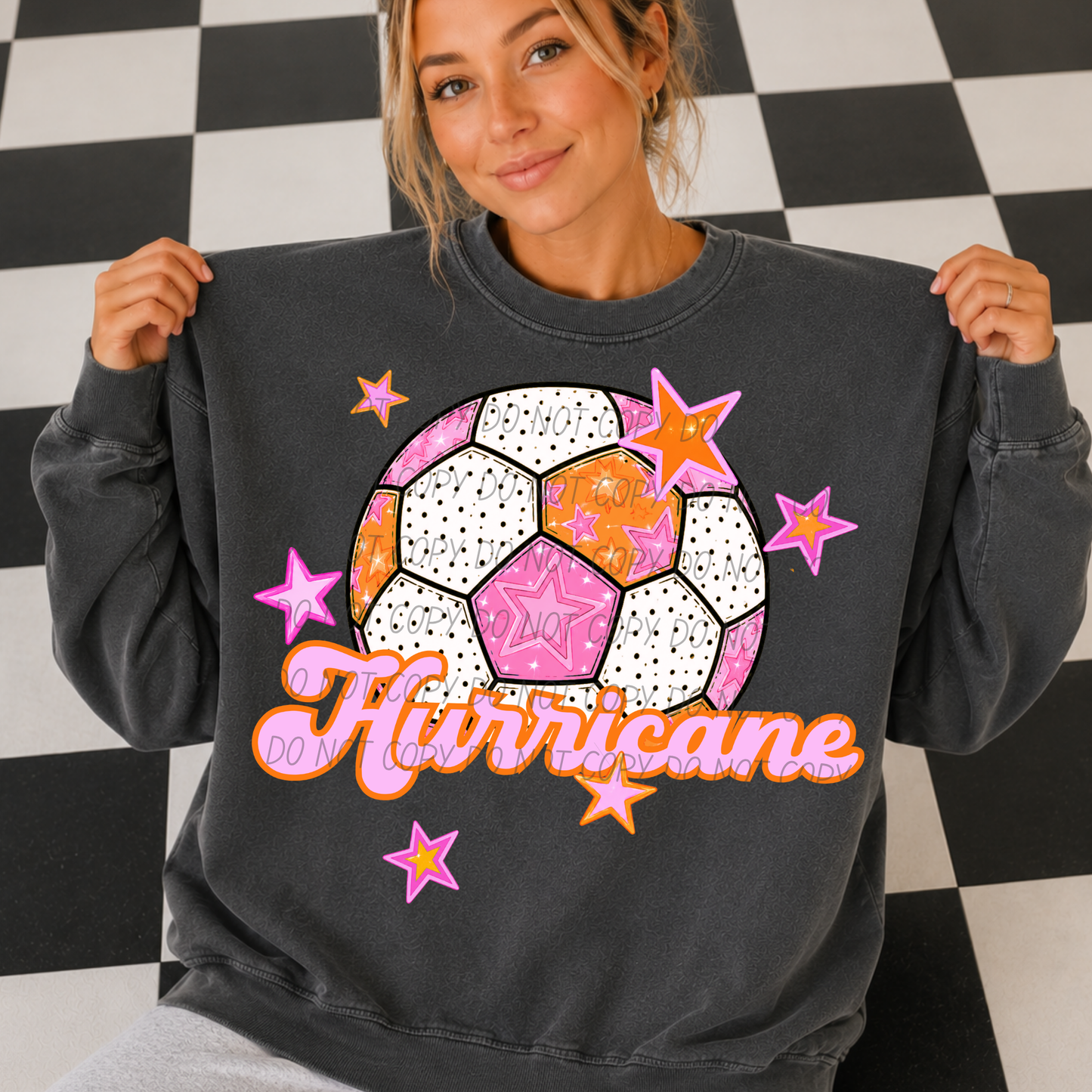 Soccer Pink Orange Stars Mascot (Dropdown)- DTF&UV