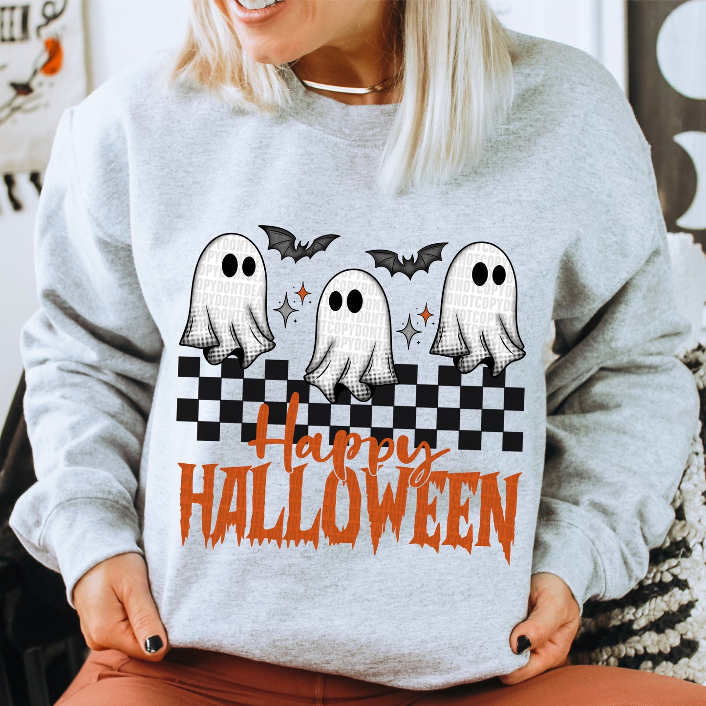 Happy Halloween checkered ghost-DTF