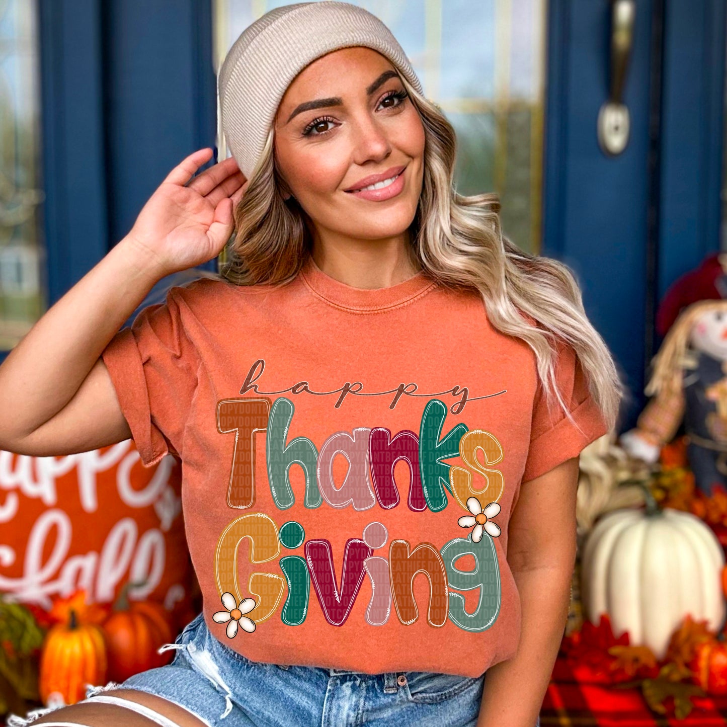 Happy Thanks Giving doodle-DTF