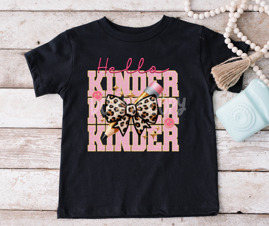 Hello Kinder pencil leopard bow-DTF