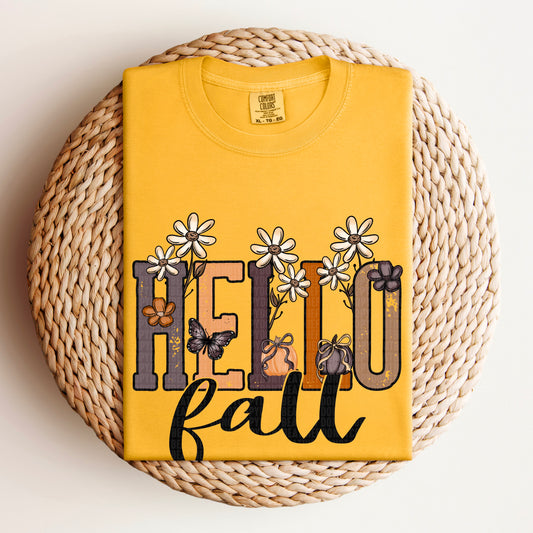 Hello fall doodle florals-DTF&UV