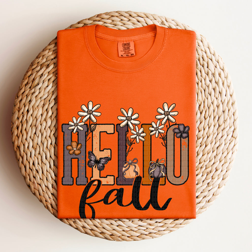 Hello fall doodle florals-DTF&UV