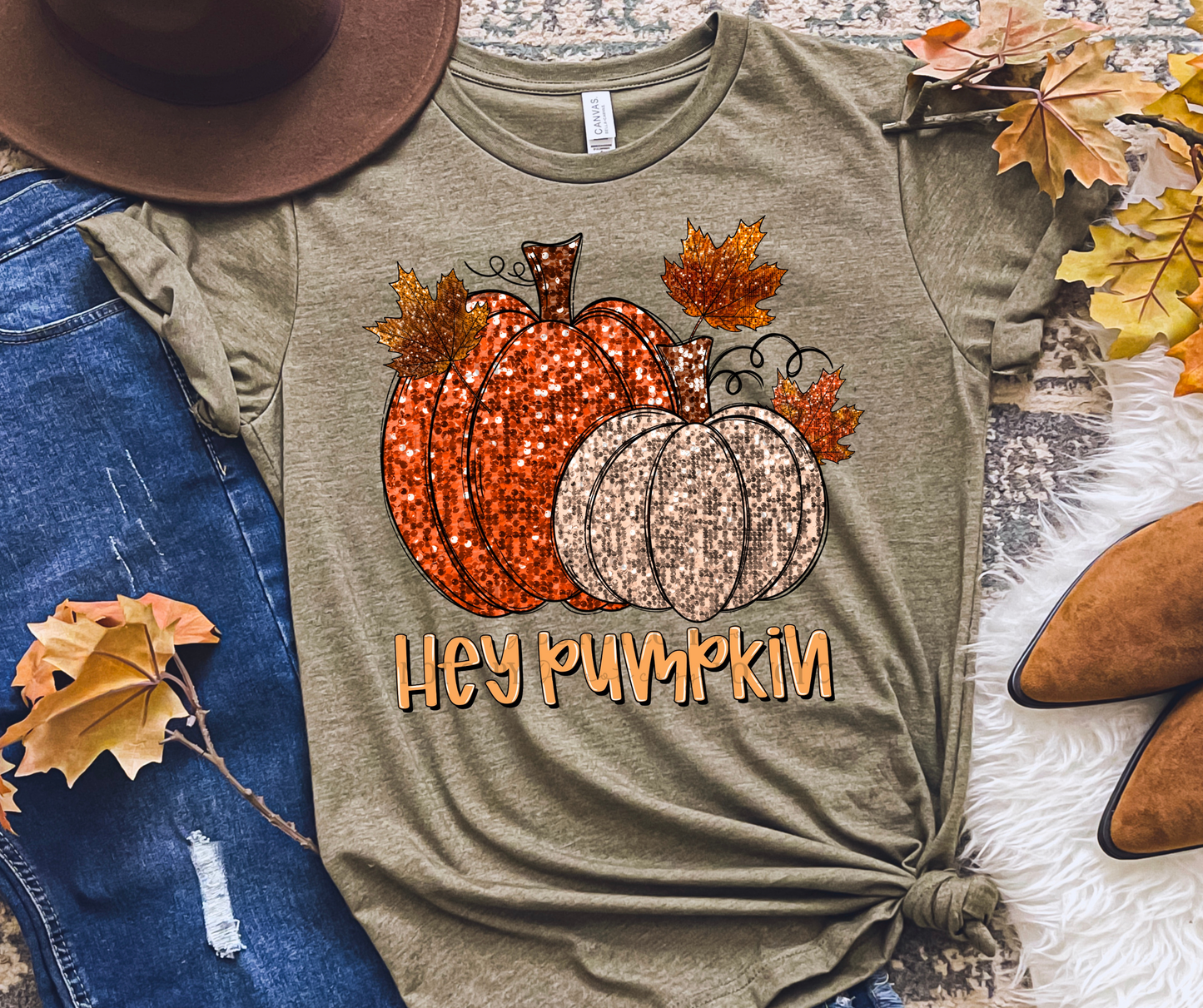 Hey Pumpkin faux Sequin-DTF