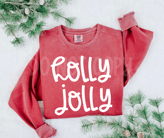 Holly Jolly white script-DTF