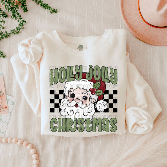 Holly Jolly Christmas Santa Vintage-DTF