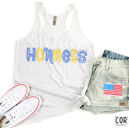 Hornets Yellow & Blue W Wht - DTF