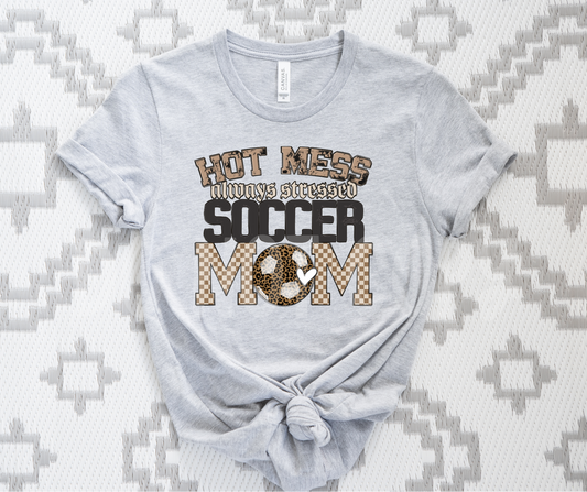 Hot mess always stressed Soccer leopard-DTF