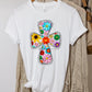 Flowers in cross-Faux embroidery -John 3:16-DTF