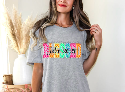 Bright Checkered Word BLESSED-DTV&UV