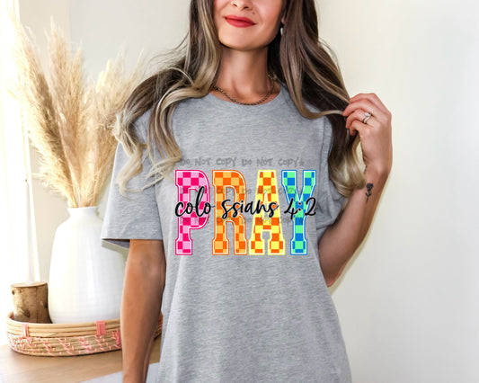 Bright Checkered Word PRAY-DTV&UV
