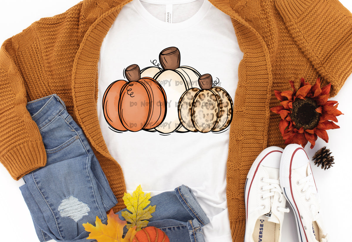 Fall pumpkin trio (leopard orange and cream)-DTF