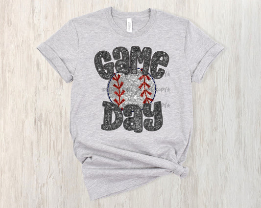 Game day Baseball faux sequin -DTF