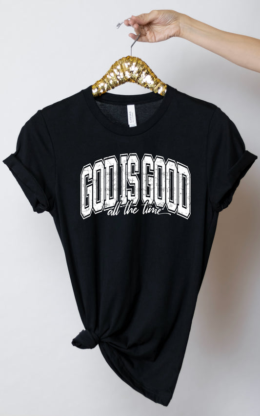 God is good all the time white distressed-DTF