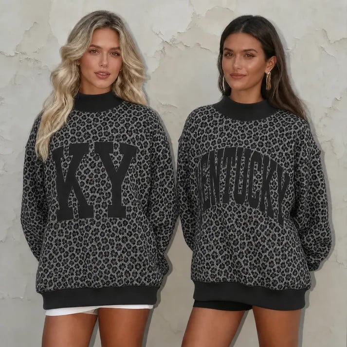 ABI Leopard Mock Neck Crew -Pre Order