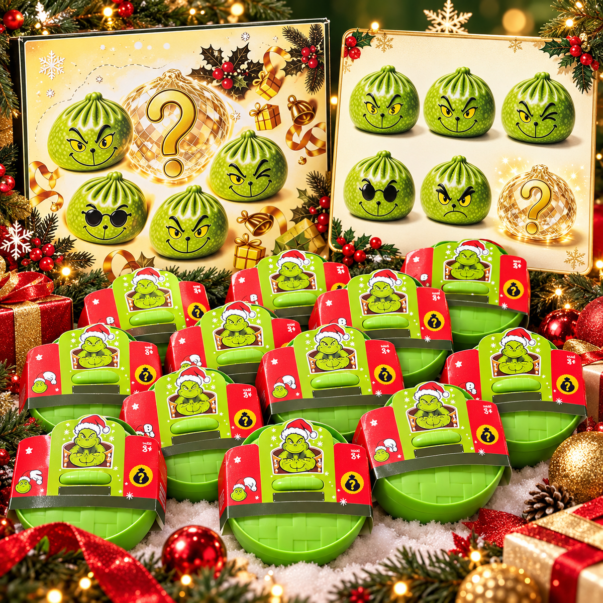 RTS-Christmas Dumpling Squishies-Grinch or Reindeer
