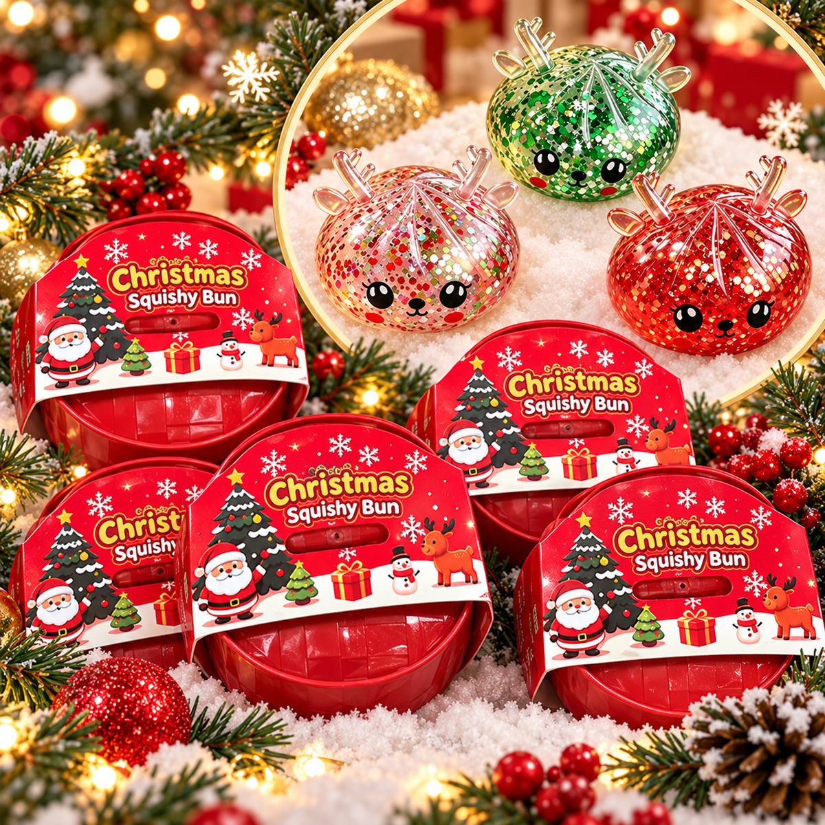 RTS-Christmas Dumpling Squishies-Grinch or Reindeer