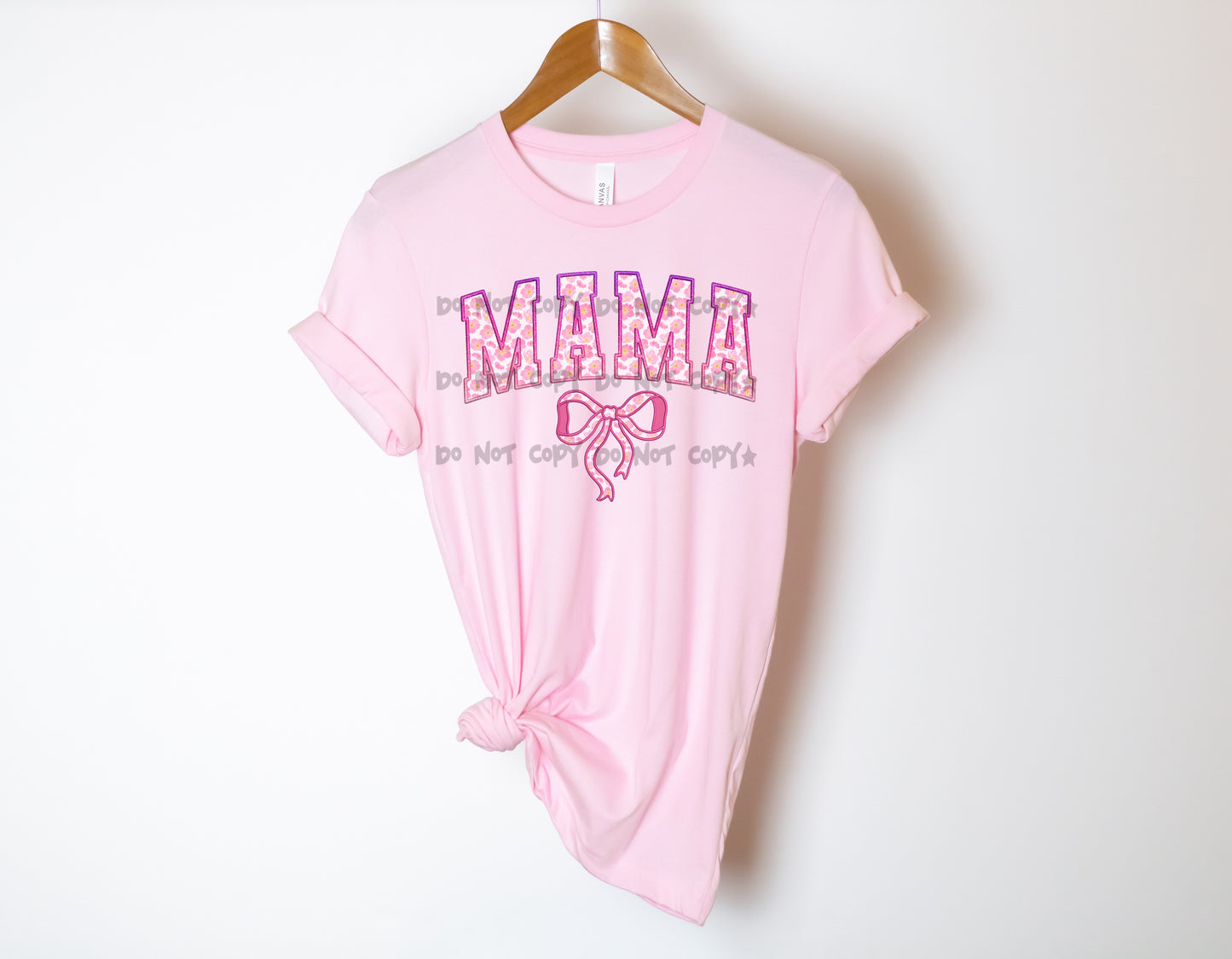 Mama pink leopard with pink bow -DTF