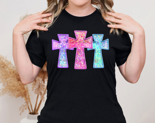 Cross trio pastel faux embroidery -DTF