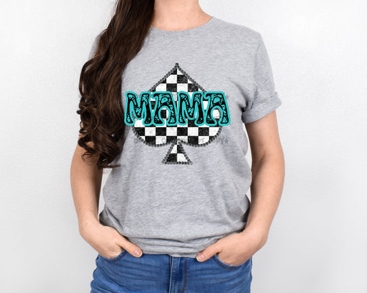 Mama turquoise checkered spade -DTF