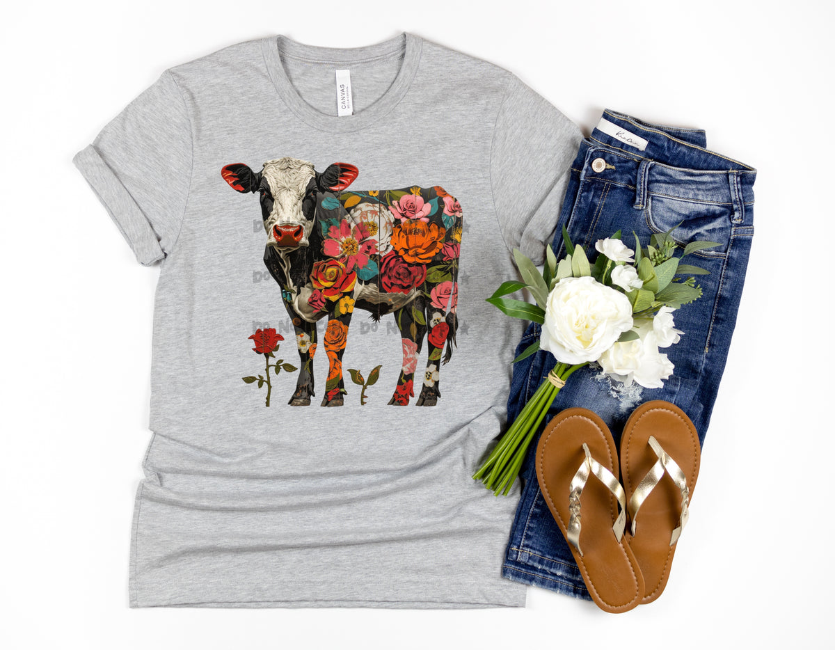 Floral cow  -DTF