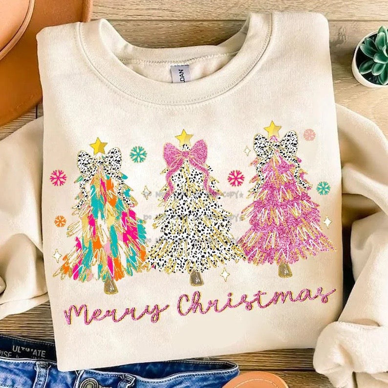 Merry Christmas Colorful Trees -DTF