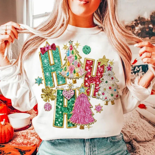 Ho Ho Ho Colorful with Trees -DTF