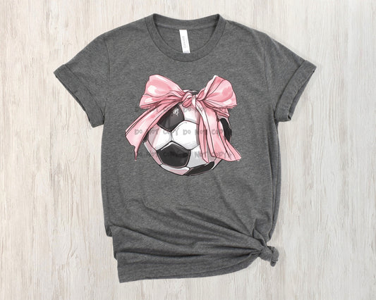 Soccer ball pink bow - DTF