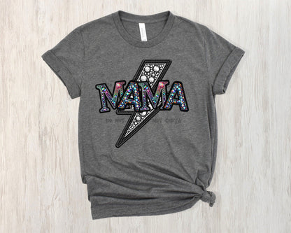 Mama faux rhinestone with bolt -DTF