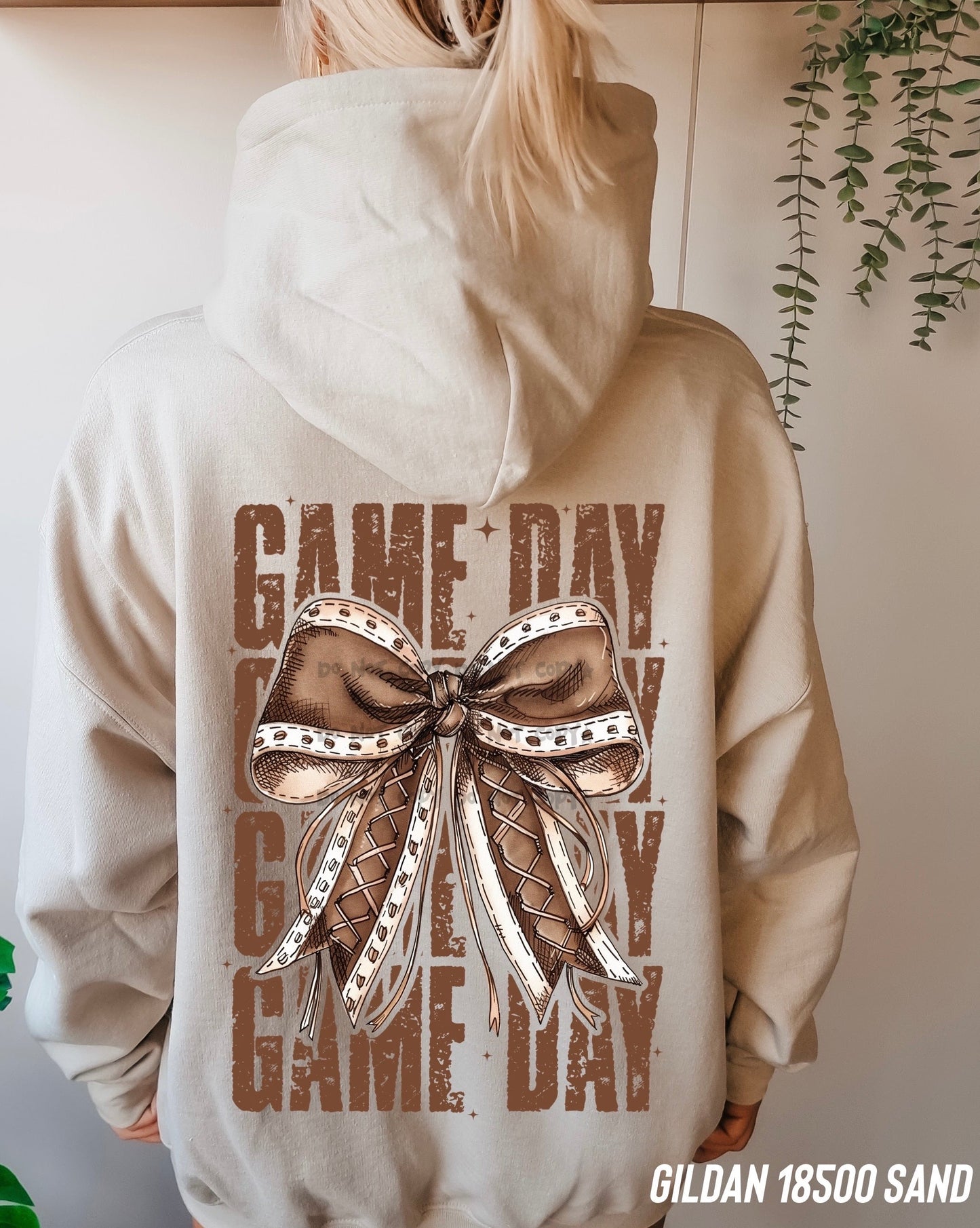 Game day stacked football bow-DTF