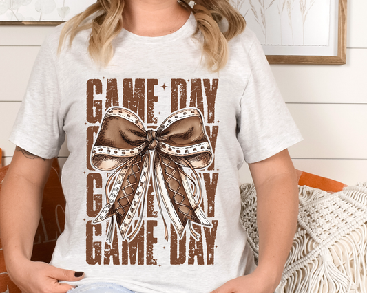 Game day stacked football bow-DTF