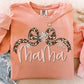 Mama leopard bow with flowers DTF
