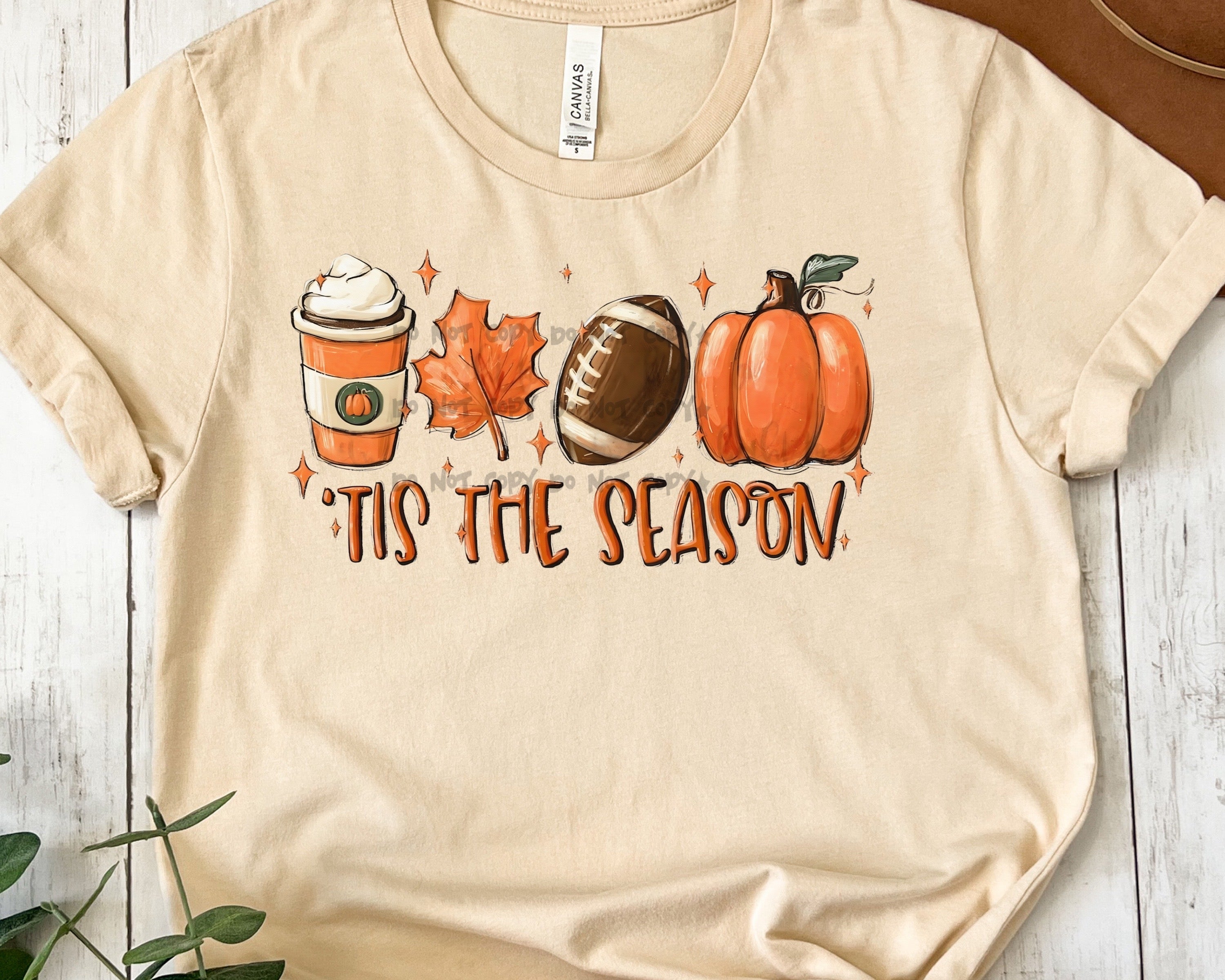 Tis the season fall latte football-DTF – ABIDesignstore