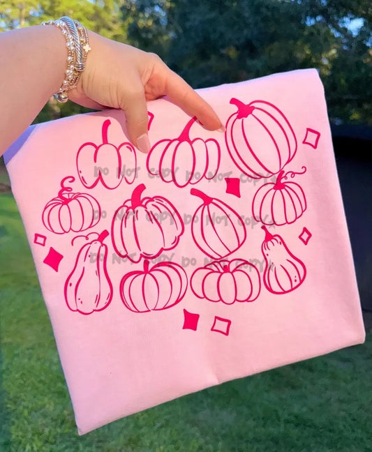 Pink outline pumpkins-DTF&UV