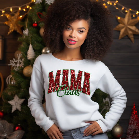 Mama Claus -faux glitter-DTF