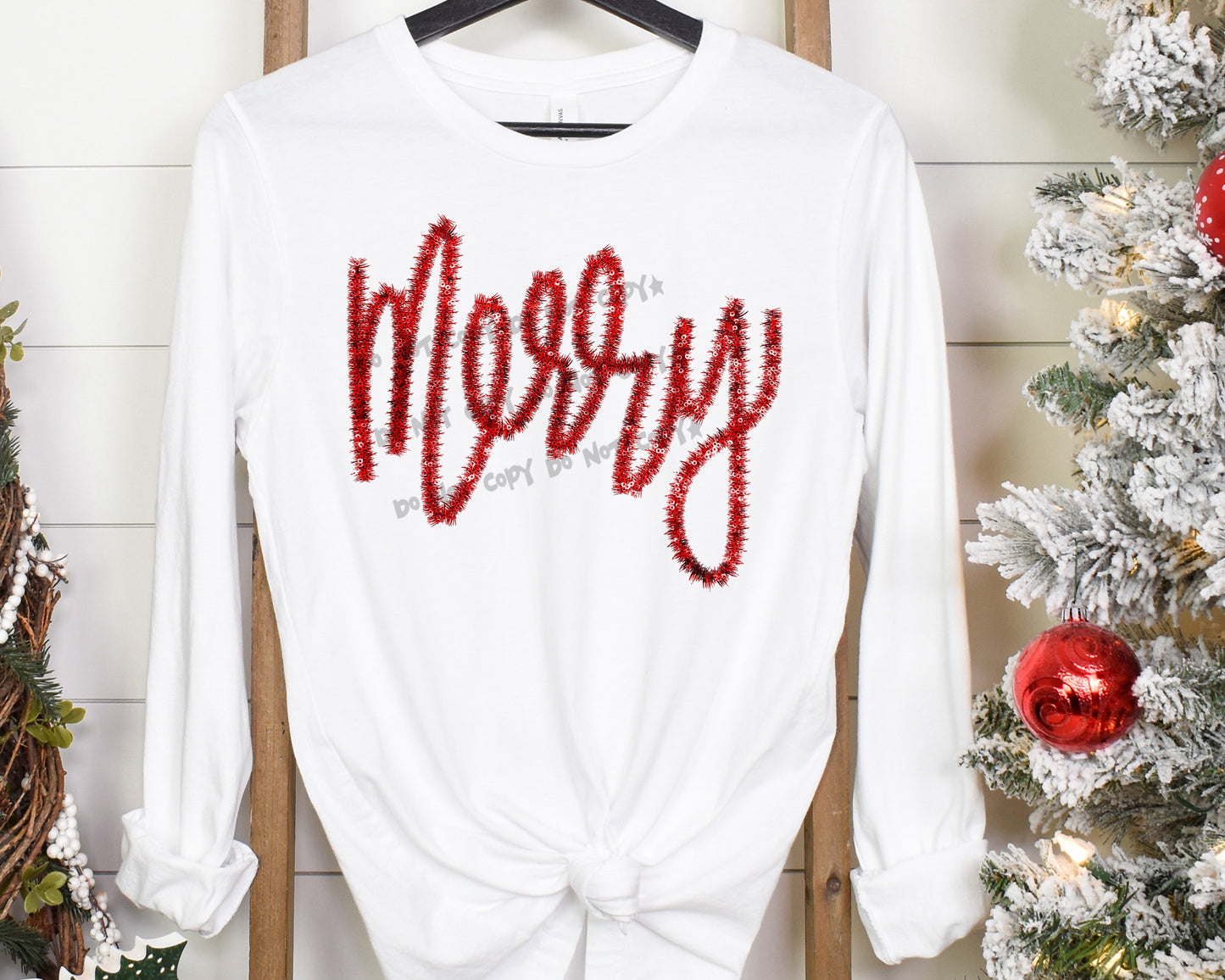 Merry red tinsel  -DTF