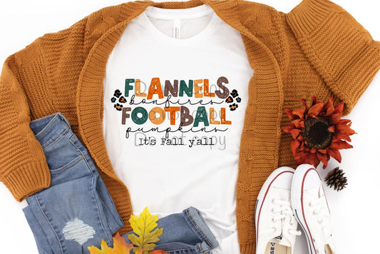 Flannels bonfires football pumpkin -DTF