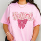 Mama pink floral with bow-DTF