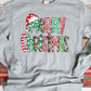 Merry christmas doodle font with hat-DTF