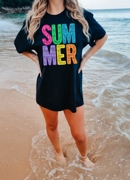 Summer bright faux sequin- DTF