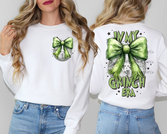In my Grinch era bow disco ball (FRONT)-DTF