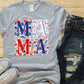 Mama patriotic floral four square - DTF