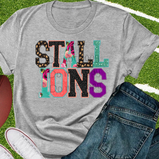 Stallions faux appliqué words-DTF