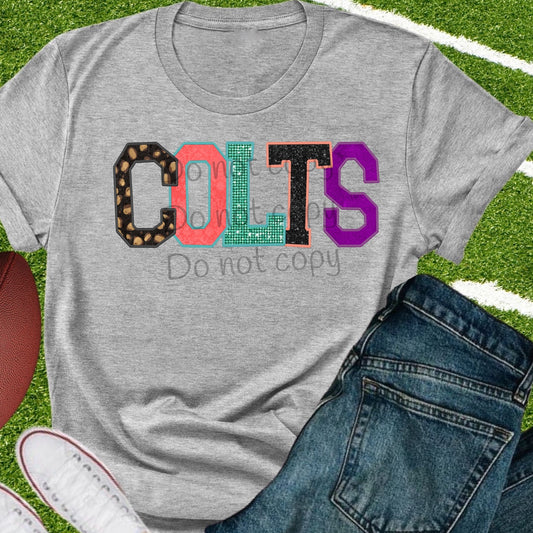 Colts faux appliqué words-DTF