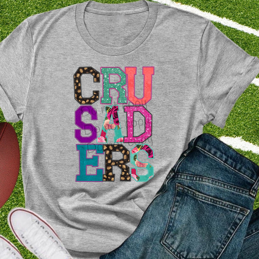 Crusaders faux appliqué words-DTF