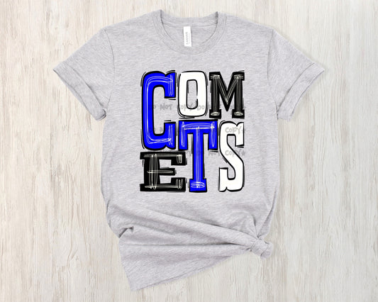 Comets royal black white- DTF
