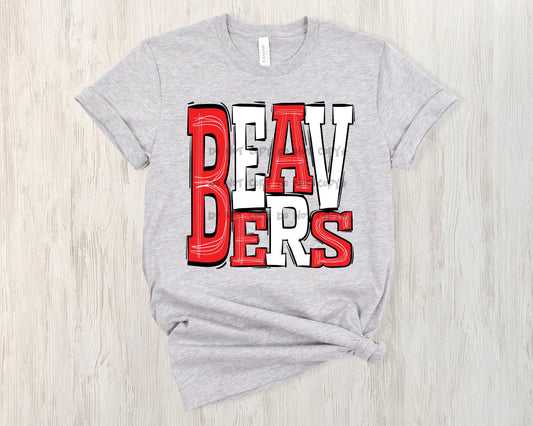 Beavers red and white- DTF