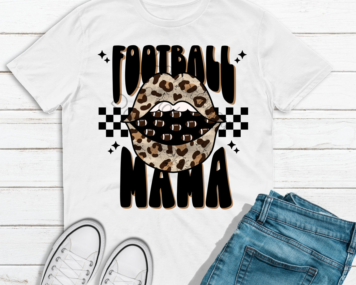 Football mama footballs in mouth-DTF