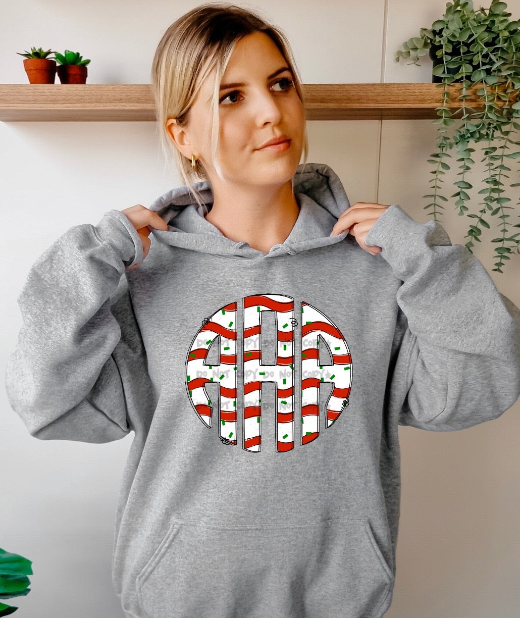 Christmas cake monogram -DTF